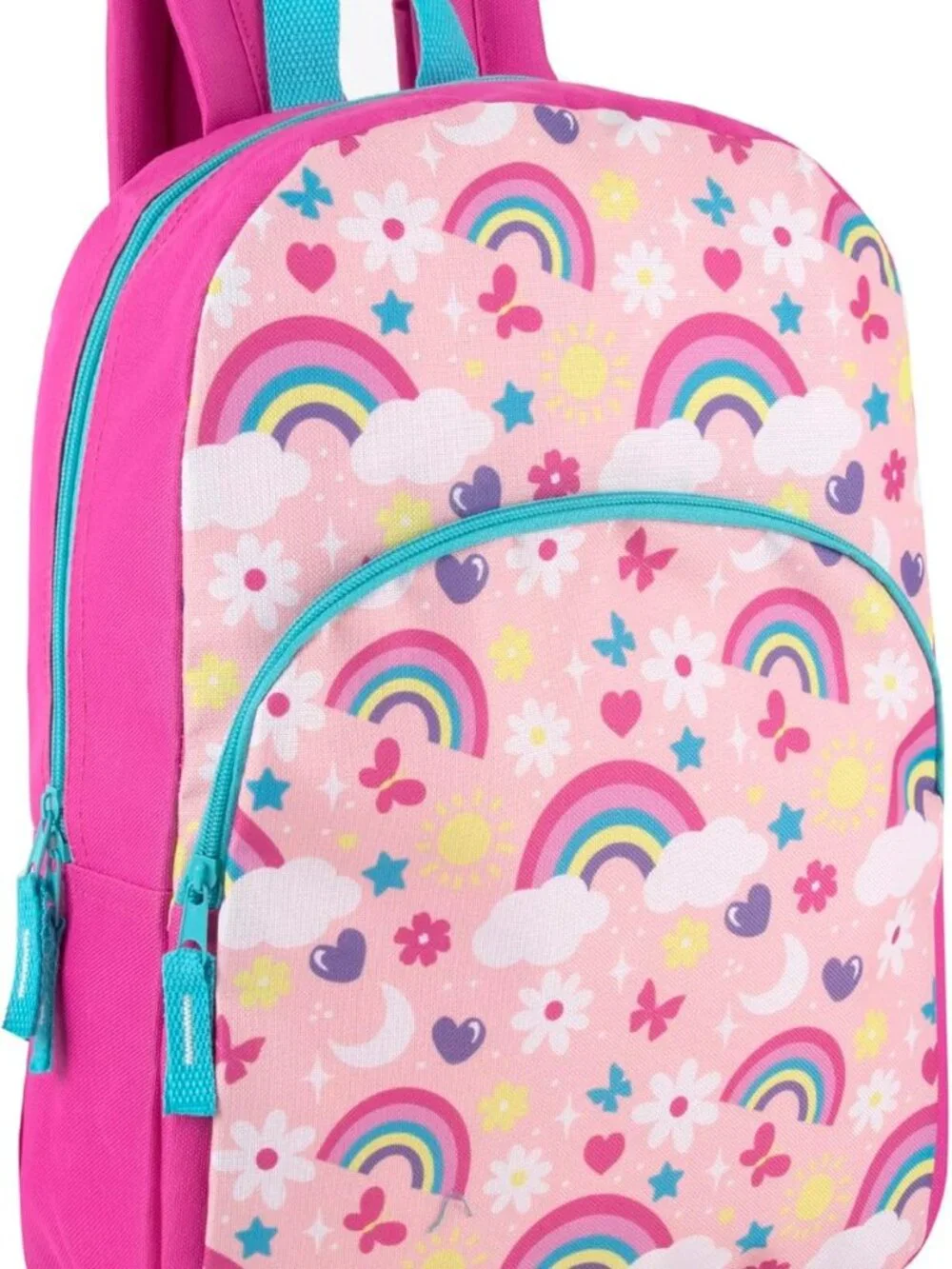 15 Inch Fun Printed Backpack with Front Zippered Pocket & Padded Adjustable Shou